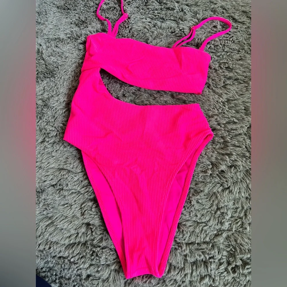 Frankie’s Bikinis One Piece Swim Hot Pink Ribbed XS